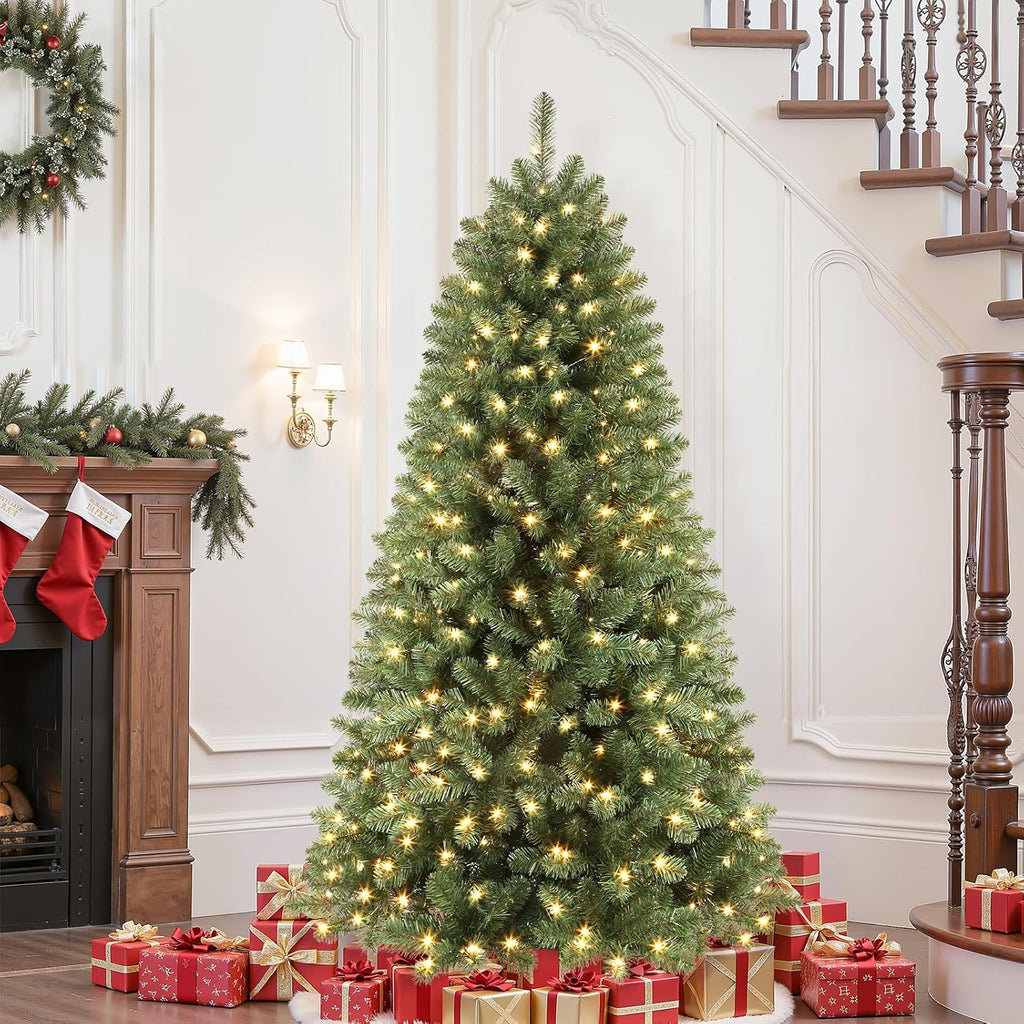 SHareconn 7ft Prelit Premium Artificial Classic Spruce Christmas Tree, 300 Warm White & Color LED Changing Lights, 1020 Branch Tips, Perfect Choice for Xmas Decoration,7 FT image 5