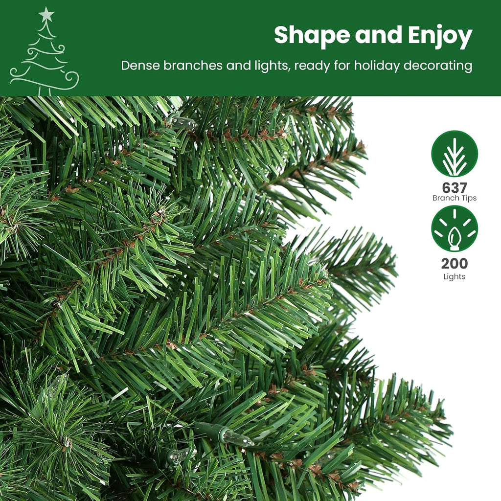 SHareconn 6ft Prelit Artificial Hinged Slim Pencil Christmas Tree with Warm White Lights, Full Branch Tips, Good Choice Decoration for Xmas Holiday, 6 FT, Green image 3