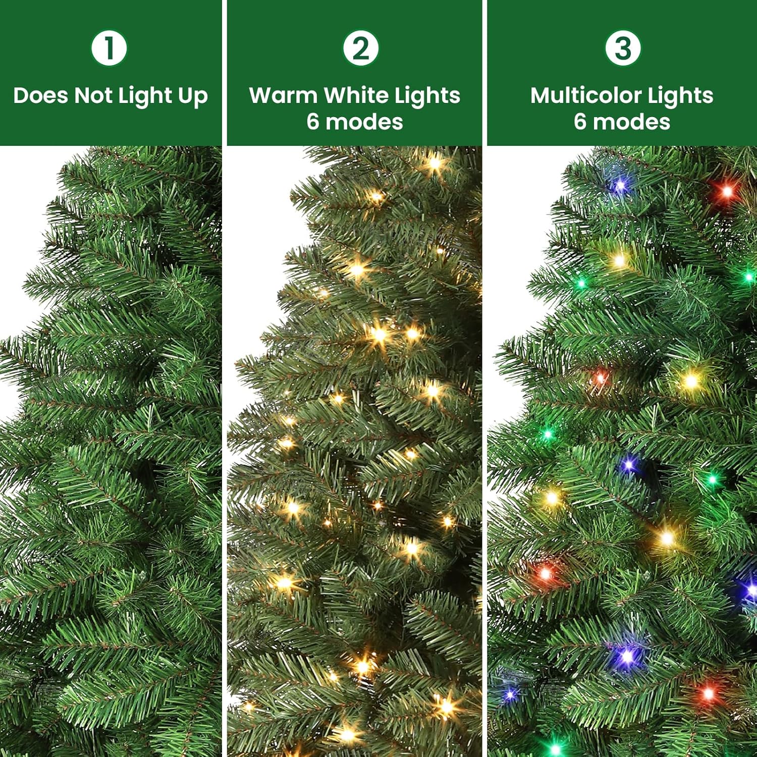 SHareconn 7ft Prelit Premium Artificial Classic Spruce Christmas Tree, 300 Warm White & Color LED Changing Lights, 1020 Branch Tips, Perfect Choice for Xmas Decoration,7 FT image 4